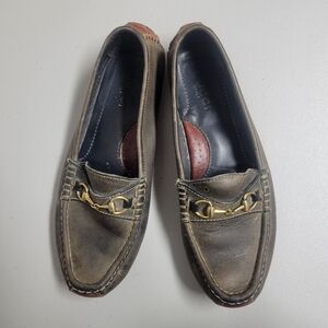 Gucci Classic Vintage Horsebit Leather Slip On Flat Driving Loafers Size 8.5M.